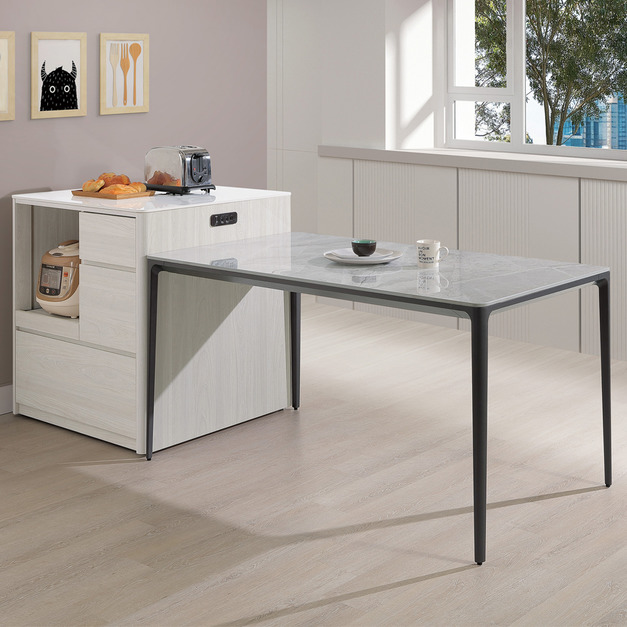 2.7&times;2.7尺岩板桌邊櫃│Q646A413-01