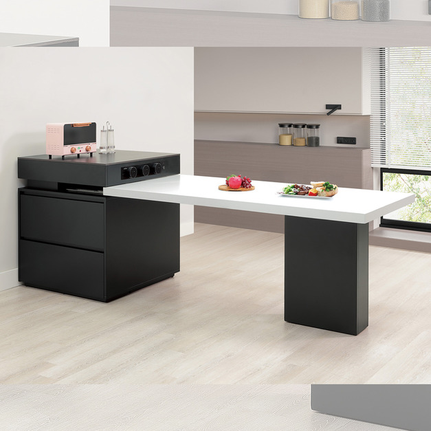 6.8尺岩板伸縮島台桌│Q646A410-01