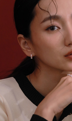 淺月留白。925純銀耳環