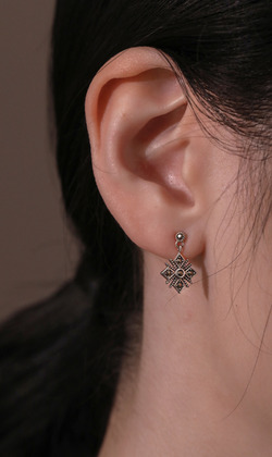 晨光曲。白鐵礦925純銀耳環