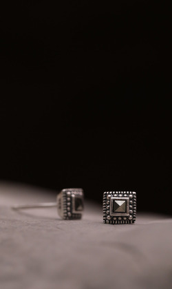 曦月。白鐵礦925純銀耳環