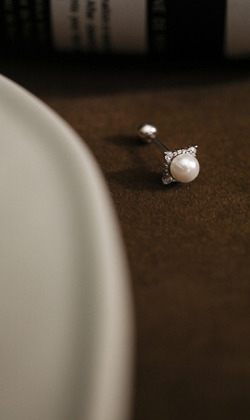 映月銀光。925純銀耳環(單入)