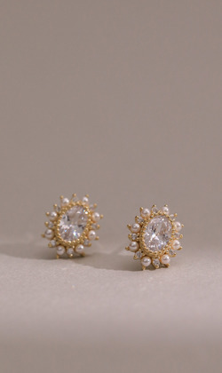 金色圓舞曲。925純銀耳環