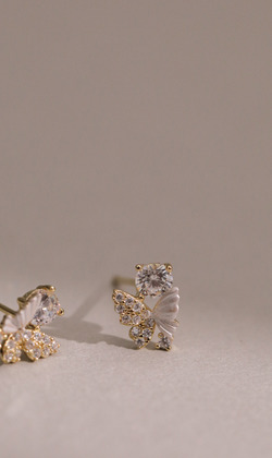 翩影。925純銀耳環(可改夾式耳環)