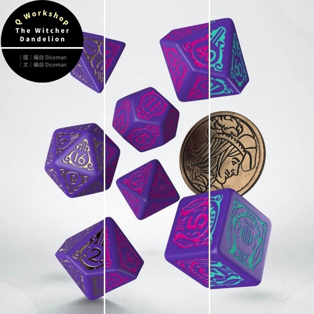 Q-Workshop｜巫師 The Witcher Dandelion｜7入套骰+1枚金屬幣｜TRPG｜獵魔士