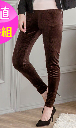 韓國絨浮雕印花精品褲(5件組)