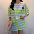 寬鬆百搭條紋卡通圓領T-shirt(4色)_3