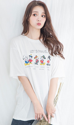 韓版寬鬆卡通印花圓領T-shirt(4色)