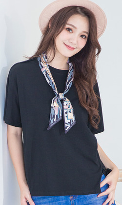 韓國小領巾兩件套百搭純色T-shirt(4色)