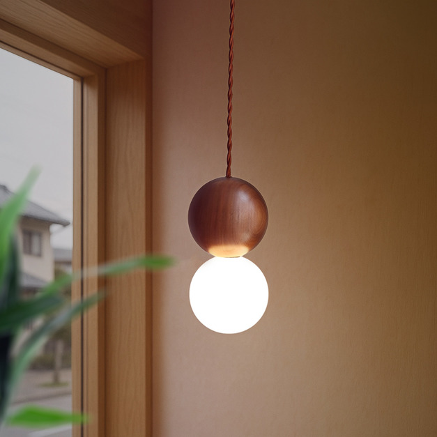 大正復古洋風 黑胡桃木吊燈 原木 手作 030LC