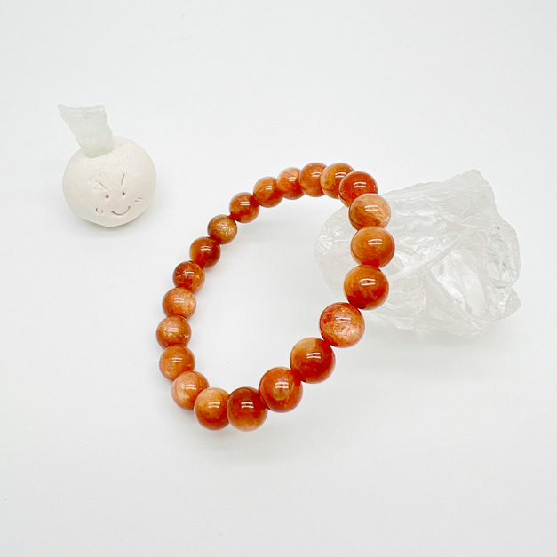 頂級招財 鎏金太陽石 天然礦石水晶 手串 9mm