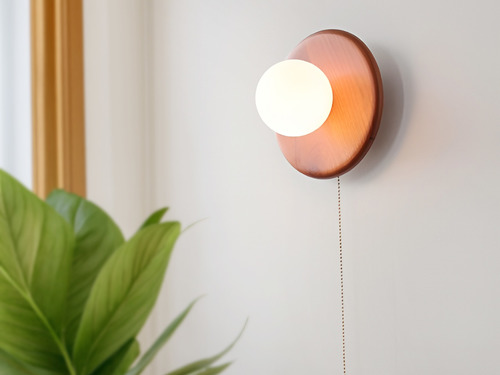 大正復古洋風 北美櫻桃木壁燈 原木手作 色溫三段切換 357LW