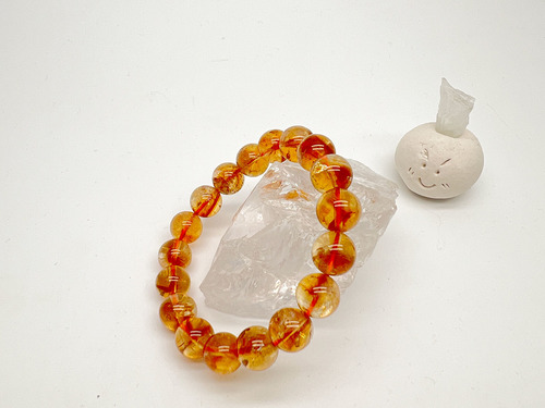 增強運氣 溫暖療癒黃金膠花｜天然礦石水晶 手串 9mm