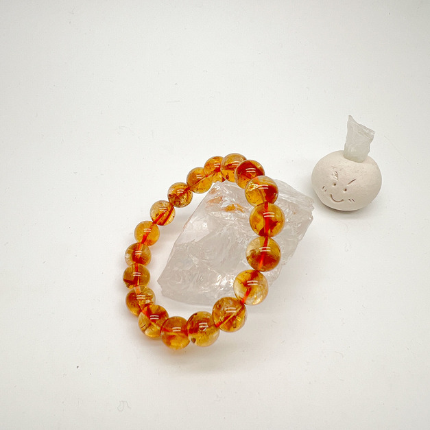 增強運氣 溫暖療癒黃金膠花｜天然礦石水晶 手串 9mm