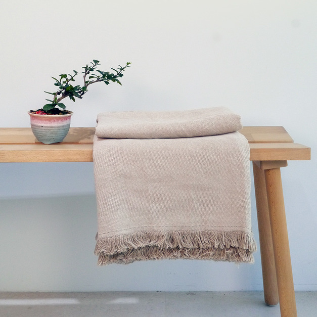 歐盟認證法國面料百分百純亞麻萬用毯(原色)