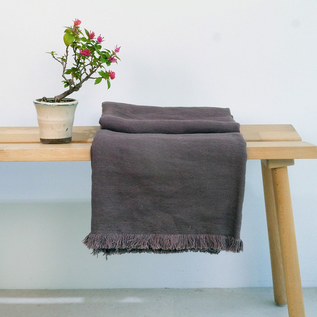 歐盟認證法國面料百分百純亞麻萬用毯(紅褐)