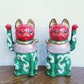 唐草歌舞伎大招財貓一對
