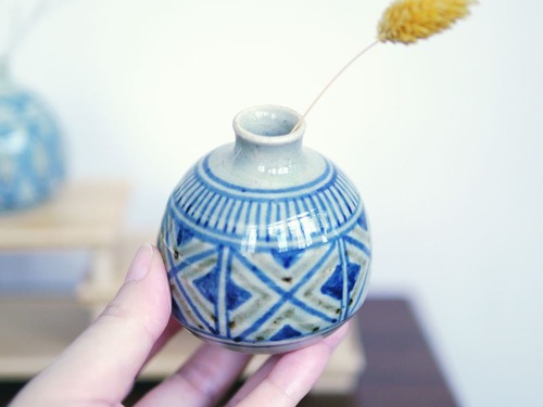 古繪老陶小花器