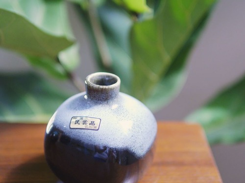 (已售出)美濃燒墨綠紫釉小花器