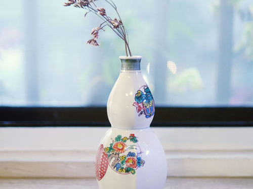 九谷燒福窯手繪石榴花瓶