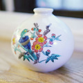 九谷燒龍山窯手繪冰裂梅花青鳥花瓶_2