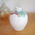 自然流釉小花器 白底藍綠紫_1