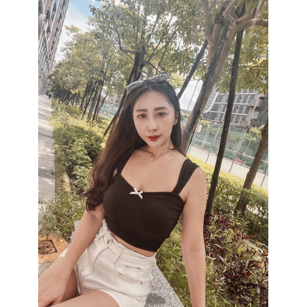 現貨｜韓版蝶結胸墊短版背心