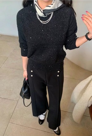 New 春.__收腹釘珠寬褲