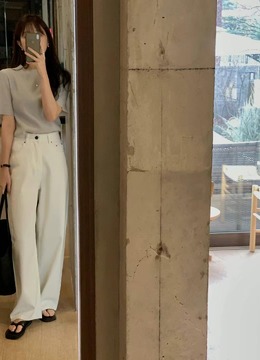 New 春.__單釦口袋直筒褲