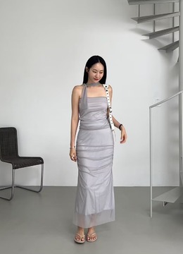 New 春.__附巾平口衣+抓褶裙(套)