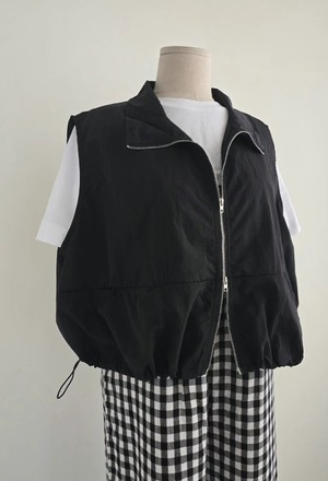 New 春.__立體拉鍊縮繩背心