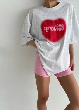 New 春.__不規則暈染感愛心休閒T