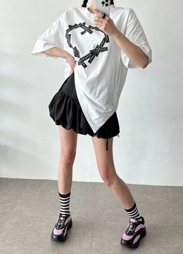 New 夏.__愛心膠帶印圖寬T