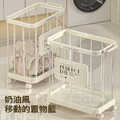 特價~滾輪置物籃 髒衣收納籃 DIY組裝推車 附輪子(奶油色)