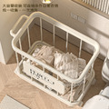 特價~滾輪置物籃 髒衣收納籃 DIY組裝推車 附輪子(奶油色)_2