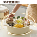 火鍋旋轉拼盤瀝水籃 分格備菜盤(無蓋/奶油白)_1
