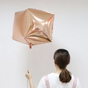 24吋立体正方形铝箔球-香檳色