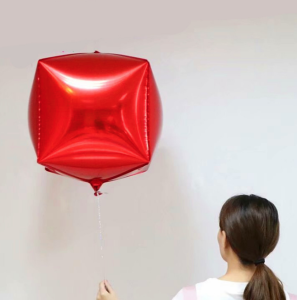 24吋立体正方形铝箔球-紅色