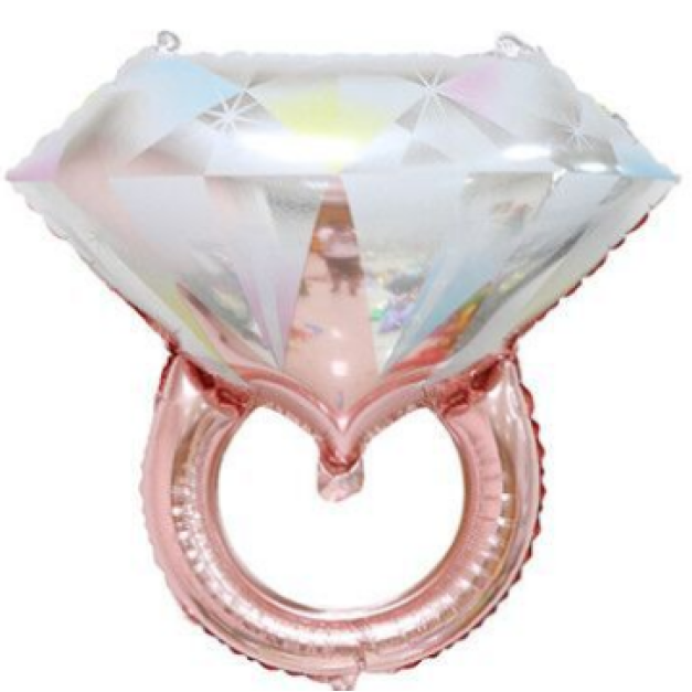 65cm愛情鋁箔氣球-玫瑰金色鑽戒