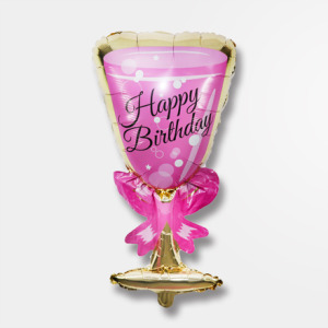 45cm 生日鋁箔氣球-粉色慶生香檳