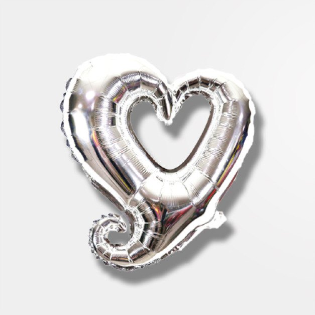45cm愛心勾勾鋁箔氣球-銀色
