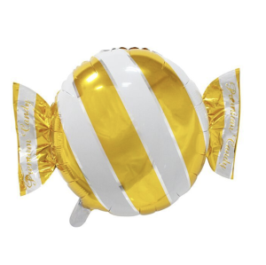 65cm橫條紋糖果鋁箔氣球-金色