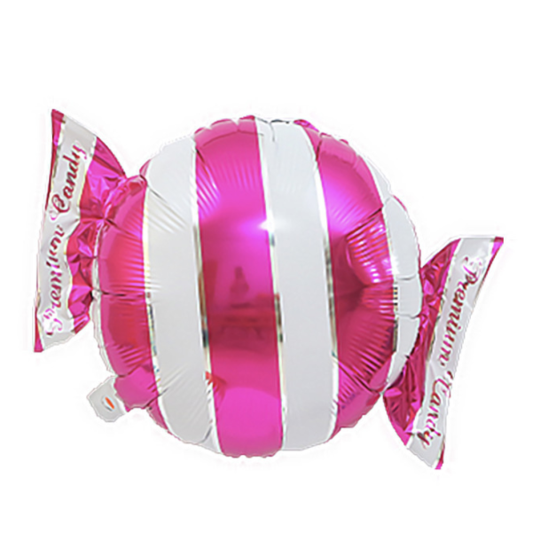 65cm橫條紋糖果鋁箔氣球-玫紅色