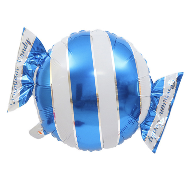 65cm橫條紋糖果鋁箔氣球-藍色
