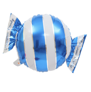 65cm橫條紋糖果鋁箔氣球-藍色