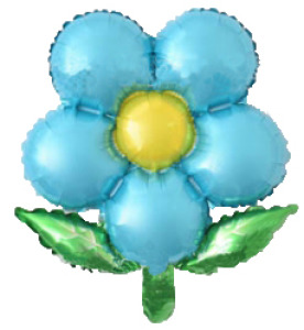 42cm 綠葉五瓣花鋁箔氣球-淺藍色