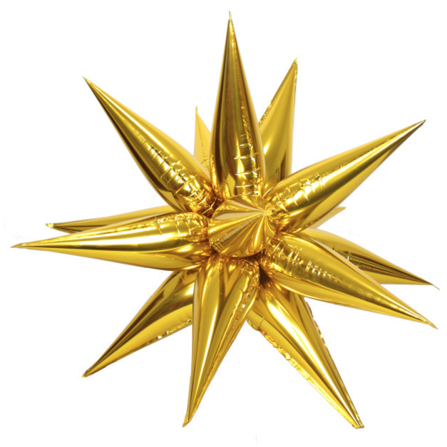 水滴光芒錐形鋁箔球-金色(12個一組)