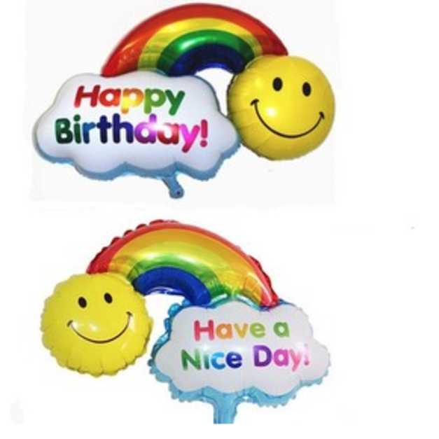 116cm大彩虹笑臉鋁箔球-兩面圖案不ㄧ樣