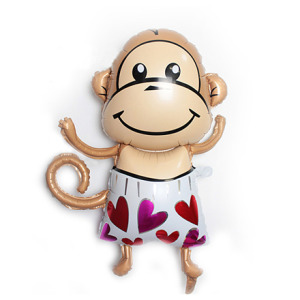 90cm 動物系列鋁箔氣球-愛心猴子