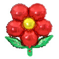 42cm 綠葉五瓣花鋁箔氣球-紅色